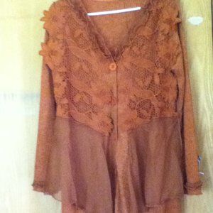 Burnt Orange ( dark pumpkin) Lacy Dress